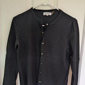 Calvin Klein Black Button down Dress Sweater Cardigan